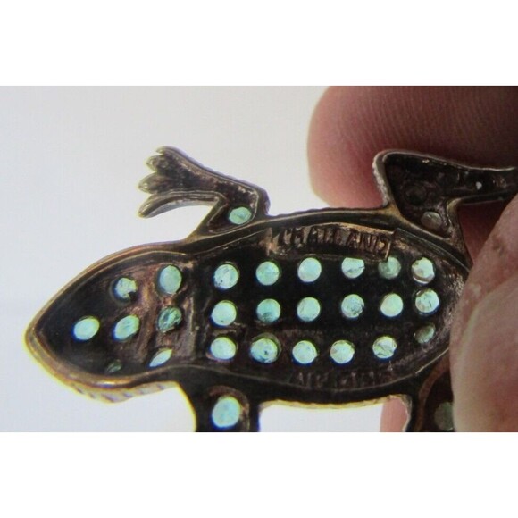 Vintage 925 Sterling Silver Emerald Frog Brooch Pin Thailand - Picture 8 of 9